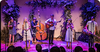 The Petersens family band performing bluegrass music in Branson